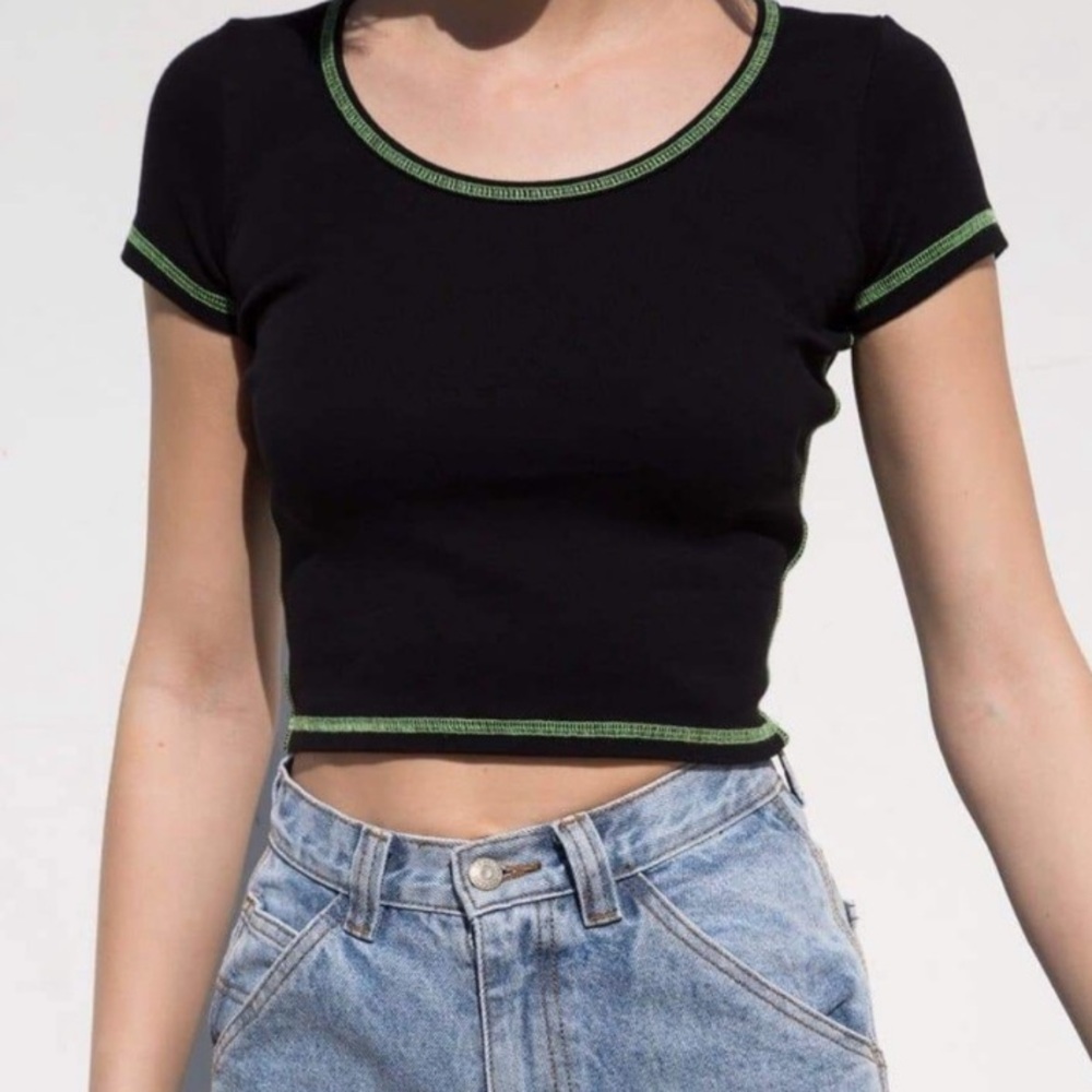 Brandy Melville John Galt black and green zelly top